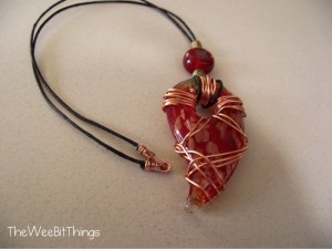 Fused Glass Pendant Wire Wrapped Necklace
