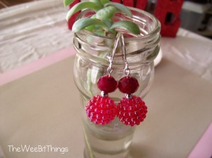 Red Dangle Earrings - Crystal Beads