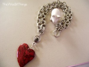 Chunky Chain Necklace with Red Jasper Heart Pendant