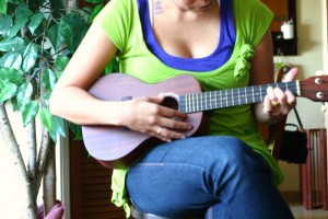 image of someone practicing with an ukulele