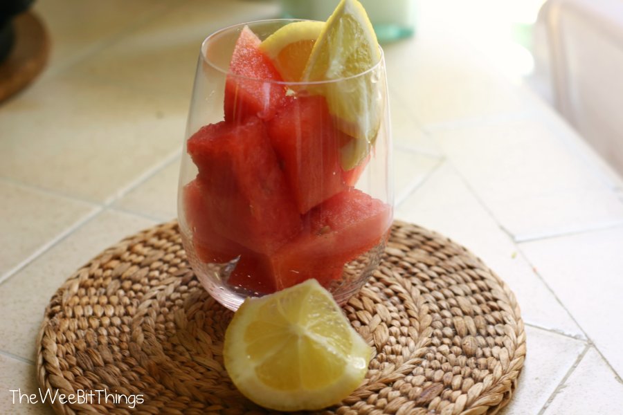 watermelon and lemon in a glass