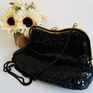 Vintage Black Metal Mesh Evening Bag