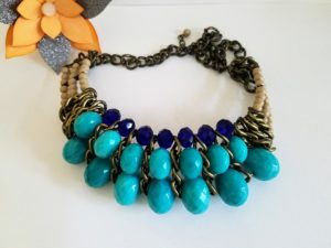 Vintage Blue Bib Necklace